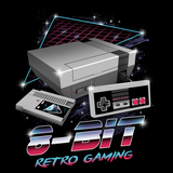 8-Bit Retro Gaming - Retro Wave, Black, Geek, Nerd, Birthday Gift, NES, Nintendo, 1985, Japan, Japanese, Mario Bros, Super Mario, Princess, Bowser, Punch Out, Final Fantasy, Metroid, Samus Aran, Contra, 8Bit, Duck Hunt, TMNT, Friday the 13th, Tetris
