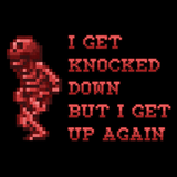 Castle Red Skeleton - Video Game Pixel T-Shirts & Retro Gaming Tees! Gamer, Nes, Nintendo, 80s, Pixel, 8-Bit, Mashup, Castlevania, Simon, Vampire Killer, Dracula, 1986, Chumbawamba, Tubthumping, Music, I Get Knocked Down But I Get Up Again, Kari LikeLikes, Women, Men, Kids, Cotton, Tank, Long Sleeved, Shirt
