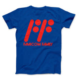 Famicom Family Red Text on Blue