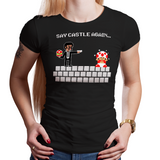 Say Castle Again - Video Game Pixel T-Shirts & Retro Gaming Tees! - Pulp Fiction, Movie, 90s, Jules, Vincent Vega, Movie, Film, Mashup, Super Mario Bros, NES, Nintendo, Castle, Princess, Toad, Say What Again, Say Castle, Nintendo T-Shirts, Pixel, Funny, Women, Men, Kids
