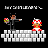Say Castle Again - Video Game Pixel T-Shirts & Retro Gaming Tees! - Pulp Fiction, Movie, 90s, Jules, Vincent Vega, Movie, Film, Mashup, Super Mario Bros, NES, Nintendo, Castle, Princess, Toad, Say What Again, Say Castle, Nintendo T-Shirts, Pixel, Funny, Women, Men, Kids
