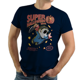 Super Halloween Bros - Retro and Pixel Video Game T-shirts -  Tank, Long Sleeved, Fit, Nintendo, NES, Super Mario, Mario 3, Box Art, SMW, Super Mario World, Bowser, Gamer, Mario Bros, Mash Up, Michael Myers, Halloween, Horror, Slasher, Movie, Film, Pumpkin, Candy, Mask, Men, Women, Kids, Tees, Clothes