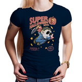 Super Halloween Bros - Retro and Pixel Video Game T-shirts -  Tank, Long Sleeved, Fit, Nintendo, NES, Super Mario, Mario 3, Box Art, SMW, Super Mario World, Bowser, Gamer, Mario Bros, Mash Up, Michael Myers, Halloween, Horror, Slasher, Movie, Film, Pumpkin, Candy, Mask, Men, Women, Kids, Tees, Clothes