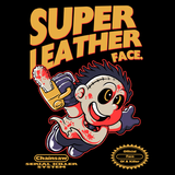 Super Leather Face - Retro and Pixel Video Game T-shirts -  Tank, Long Sleeved, Fit, Nintendo, NES, Super Mario, Mario 3, Box Art, SMW, Bowser, Gamer, Mario Bros, Mash Up, Horror, Slasher, Film, 1974, Parody, Halloween, Massacre, Leatherface, Texas, Chainsaw, Bloody, Cute, Men, Women, Kids, Tees, Clothes