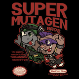 Super Mutagen Bros - Retro and Pixel Video Game T-shirts - Nintendo, NES, Super Mario, Mario 3, Box Art, SMW, Super Mario World, Bowser, Gamer, Mario Bros, Mash Up, Ninja Turtles, Shredder, Rhinoceros, Warthog, TMNT, Bebop, Rocksteady, TMNT2, Turtles, Men, Women, Bad Guy