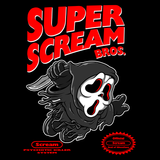 Super Scream Bros - Retro and Pixel Video Game T-shirts -  Tank, Long Sleeved, Fit, Nintendo, NES, Super Mario, Mario 3, Box Art, SMW, Super Mario World, Bowser, Gamer, Mario Bros, Mash Up, Horror, Slasher, Film, Scream, Ghostface, 1996, Parody, Halloween Mask, Cute, Men, Women, Kids, Tees, Clothes