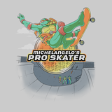 PixelRetro is your best destination for Video Game T-Shirts for Men and Women. Unisex Tee with a great fit. Michelangel’s Pro Skater, Tony Hawk, Ninja Turtle Mashup on a Silver Blue T-Shirt. TMNT Mikey Skater from Skateboard for PS1, PS2 with a unique look. Tony Hawk’s Pro Skater. Online shop only. Soft, durable and high quality cotton. Art By Angdzu.
